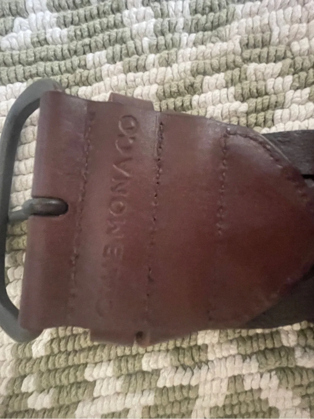 Club Monaco Wide Brown Woven Leather Belt Chunky